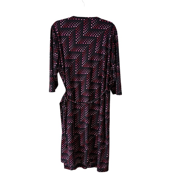 Vintage Venezia Polka Dot Print Wrap Dress Plus Size 22/24 Black Pink Y2K Office - Picture 11 of 12